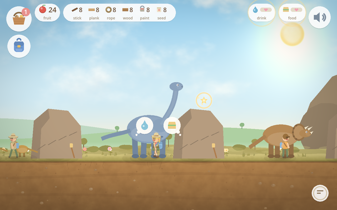 Dinosaurs walking in a valley